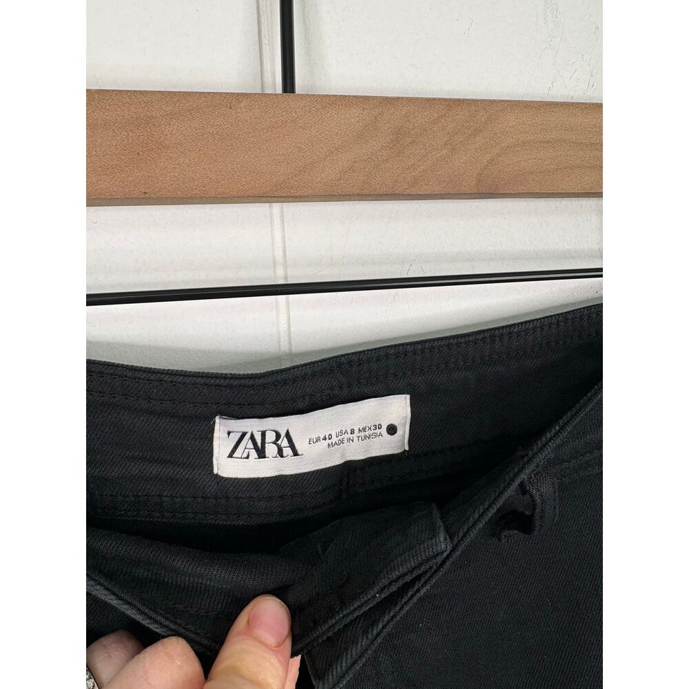 Zara Black High Rise Wide Leg Jeans Size 8 Raw Hem - Picture 8 of 8